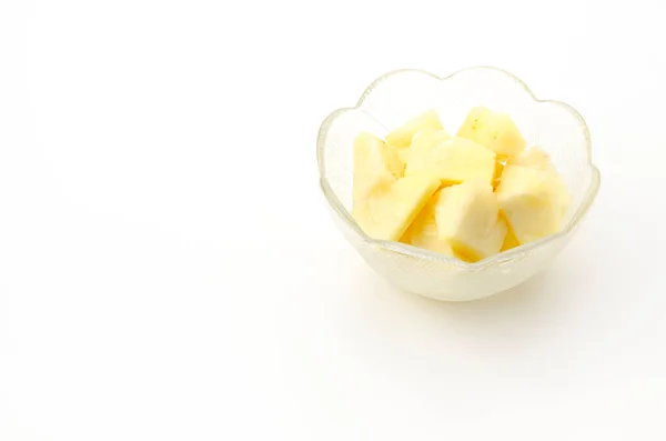 Fresh Ripe Pineapple Slices Glass Bowl — Stock Photo, Image