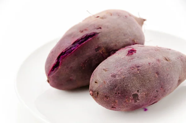 Fioletowy Ziemniak Parze Purpurowe Słodkie Ziemniaki — Zdjęcie stockowe