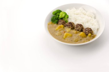 Mini Hamburger biftekli Japon köri pilavı.