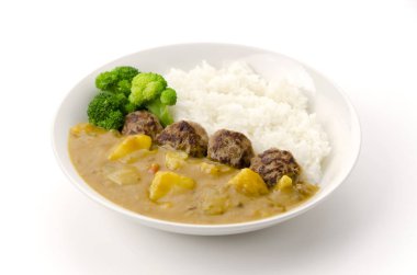 Mini Hamburger biftekli Japon köri pilavı.