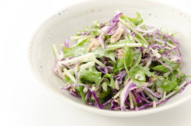 Kırmızı lahana ve mizuna salatası.