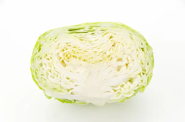 stock image half cut cabbage on white background