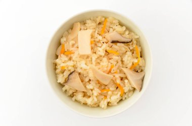 Cooked Mushroom Rice on white background clipart