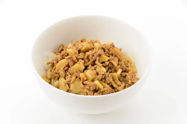 stock image mushroom keema curry on white background