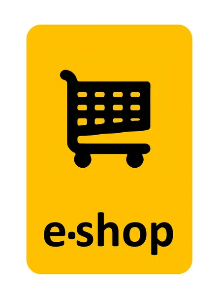 Ilustracja Znakiem Koszyka Notatka Jest Shop Sklep Internetowy Elektroniczny Pomarańczowym — Zdjęcie stockowe