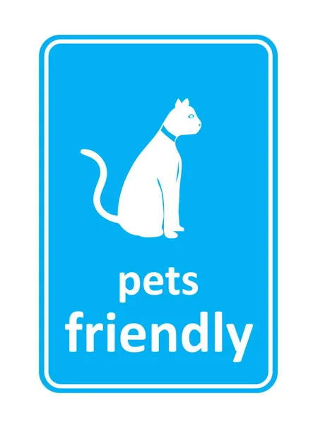 Illustration Med Skylt Klistermärke Katt Och Anteckning Husdjur Vänliga Blå — Stockfoto