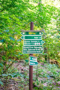 Sihirli peri masalı ormanı, Quirl adında kum taşı kayaları ve mağaralar ve ulusal park Sakson İsviçre, Kingstein, Almanya 'da yürüyüş yolunda antik vadi.