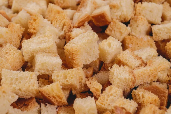 Croutons Roasted White Bread Close Delicious Croutons Macro Shot Croutons — 스톡 사진