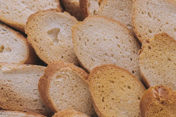 Leckere Croutons Gebratenes Weißbrot Makroschuss Brot Scheiben — Stockfoto