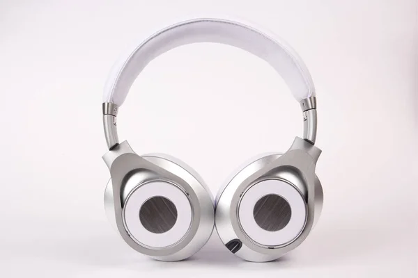 Stylish Modern White Headphones Light Background — Stock Photo, Image