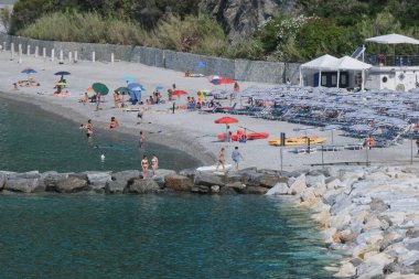 The beach of Moneglia in the province of Genoa, Liguria, Italy. clipart