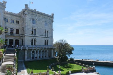 Trieste 'deki Miramare Kalesi, Friuli-Venezia Giulia, İtalya.
