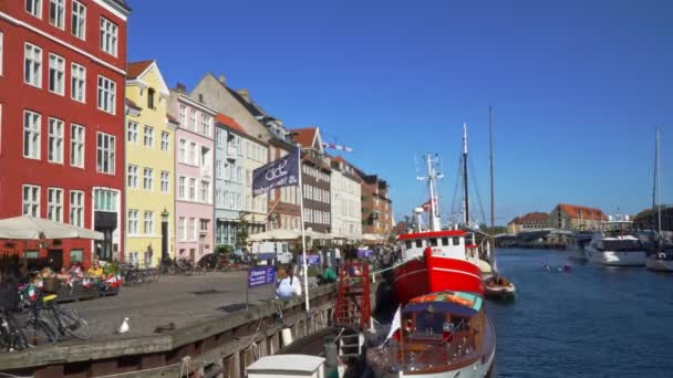 Copenhagen Denmark 2022 Famous Nyhavn Canal Time Lapse Video — Stock Video
