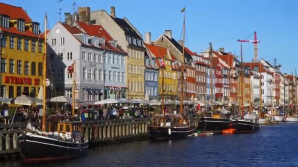 Copenhagen Denmark 2022 Famous Nyhavn Canal Time Lapse Video — Stock Video