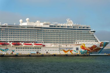 Tallinn, Estonya - 30.05.2022: Norveç Kaçak yolcu gemisi.