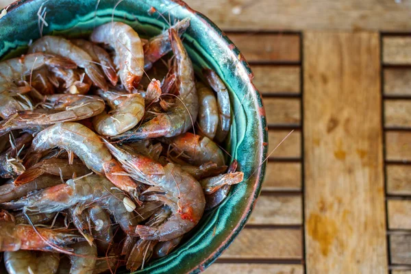 Freshly Caught Shrimp Bowl Ready Cooked — Stock Photo, Image