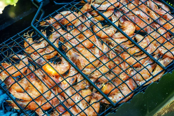 Fresh Shrimps Cooked Fire — Stock Photo, Image