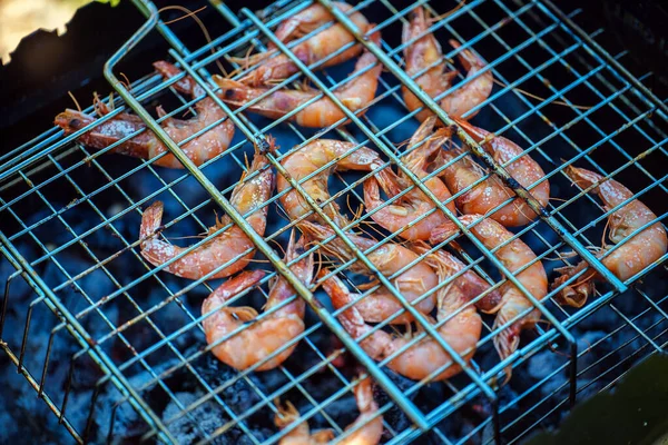 Fresh Shrimps Cooked Fire — Stock Photo, Image
