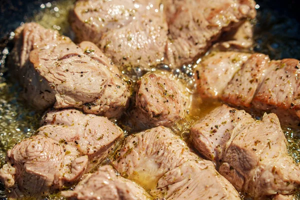Kött Tillagas Brinnande Kittel Steg För Steg Kokning Chorba — Stockfoto