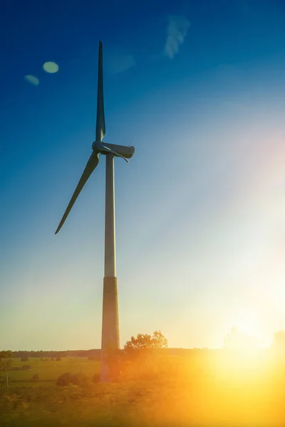 Wind Turbine Sunset Blue Energy — Foto de Stock