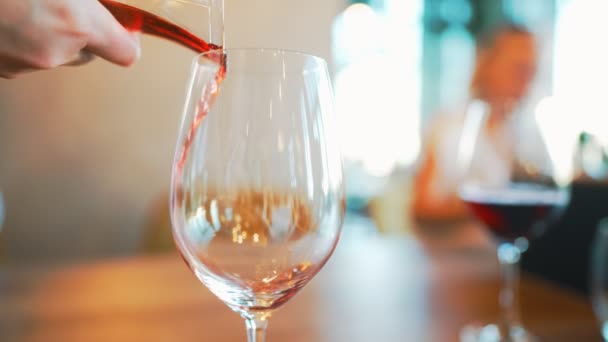 Vino Sangria Sta Versando Nel Bicchiere Vino — Video Stock