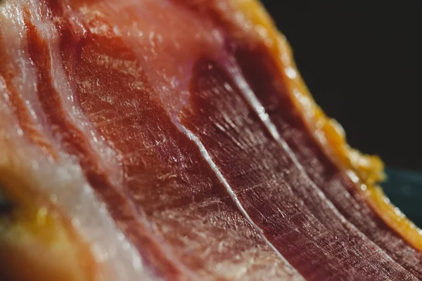 Jamon Ham Spanyol Yang Sudah Diawetkan Tampilan Close — Stok Foto