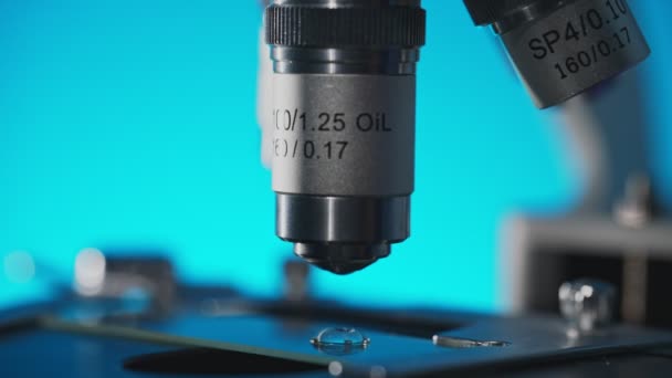 Macro Vista Microscopio Diapositiva Scienza Tecnologia Sanitaria — Video Stock