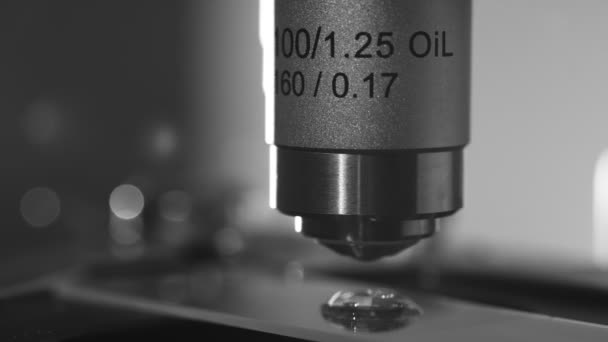 Mikroszkóp Csúszda Makro Nézete Tudomány Egészségügyi Technológia — Stock videók