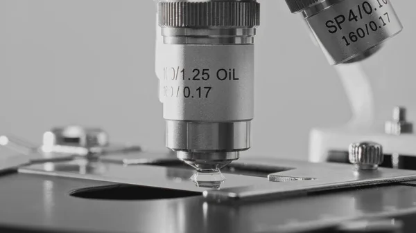 Macro Vista Microscopio Diapositiva Scienza Tecnologia Sanitaria — Foto Stock