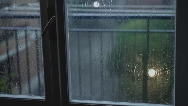 Heavy Rain Window Bad Weather — Vídeo de stock