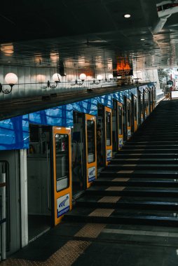 Naples, Italy - 12.06.2022: Funicular cable railway train station.