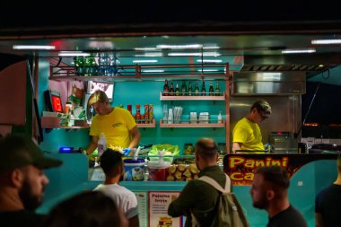 Scauri, Italy - 19.06.2022: Street food truck late at night.