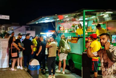 Scauri, Italy - 19.06.2022: Street food truck late at night.