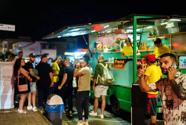 Scauri, Italy - 19.06.2022: Street food truck late at night.