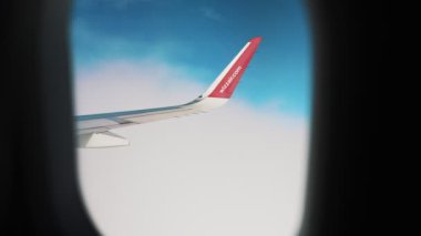 Naples, Italy - 24.06.2022: Wing of WizzAir airplane