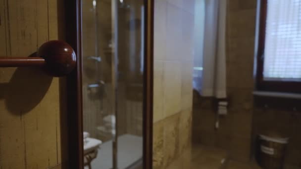 Mediterranean Style Bathroom Interior Shower — Videoclip de stoc