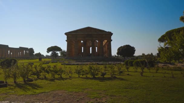 Talya Paestum Daki Hera Nın Kinci Tapınağı — Stok video