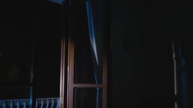 The thief breaks into the house through the balcony.