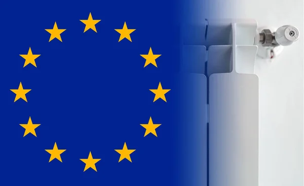 Europe Flag Metal Radiator Adjustable Valve — Stock Photo, Image