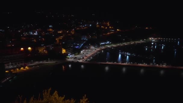 Noční Pohled Shora Město Agropoli Itálii — Stock video