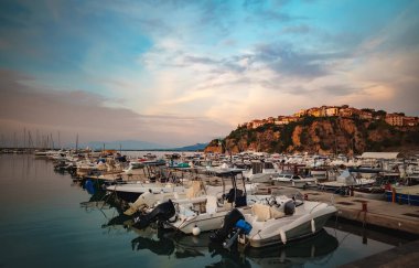 Port with yachts and boats in Agropoli. Porto di Agropoli. clipart