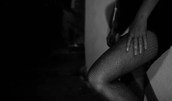 Prostituta Vicino Bordello Notte Strada — Foto Stock