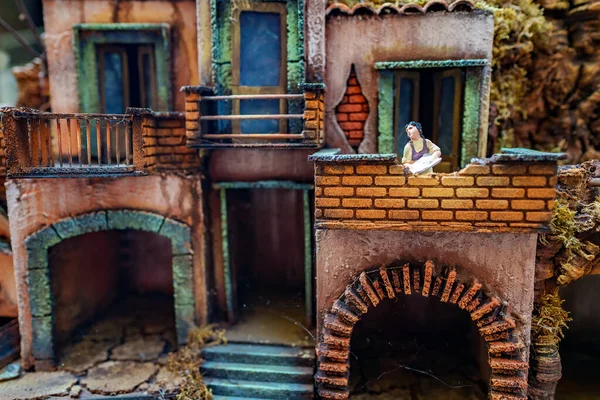 Italian Handmade Figurines Paper Mache Houses — Stock Photo, Image