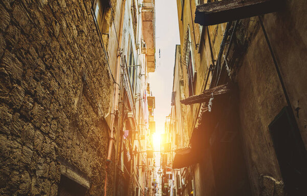 Typical street with houses in Italy.