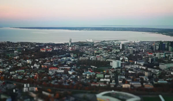 Vista Aérea Cidade Tallinn Moderna Antiga — Fotografia de Stock