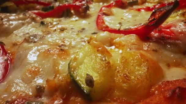 Homemade Pizza Zucchini Paprika — Stock Video