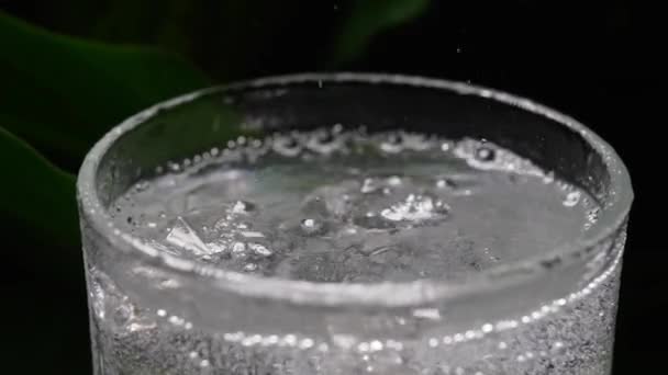 Carbonated Mineral Water Poured Glass — Stock Video