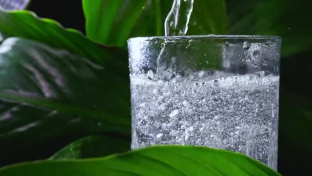 Agua Mineral Carbonatada Vierte Vaso — Vídeo de stock