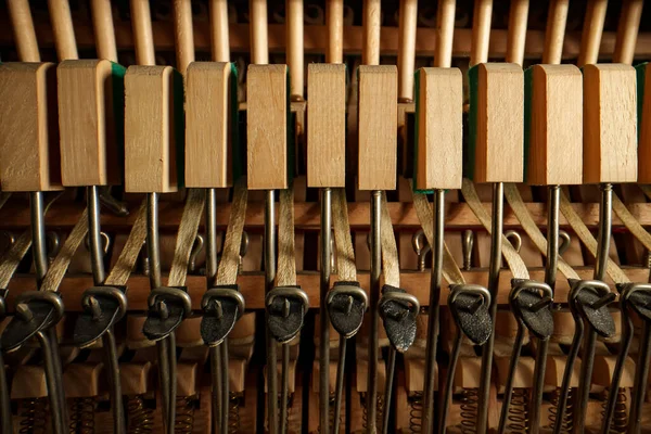 Zongorában Mechanizmus Függőleges Zongora Belsejében — Stock Fotó