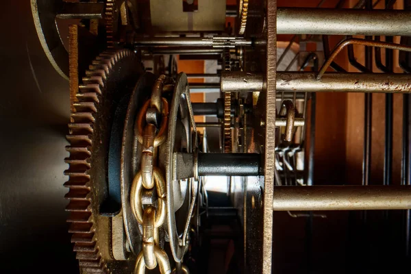 Mechanismus Uvnitř Věžních Hodin Kyvadlem — Stock fotografie